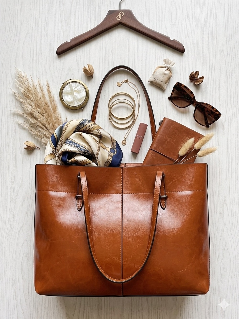 Covelin 100% leather classic Brown Tote Bag – Timeless Eaveryday Carry